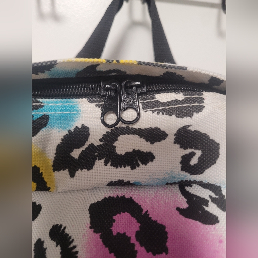 Billabong Leopard Print Backpack, Pink, Blue, Yellow, Canvas, Colorful - Picture 9 of 13